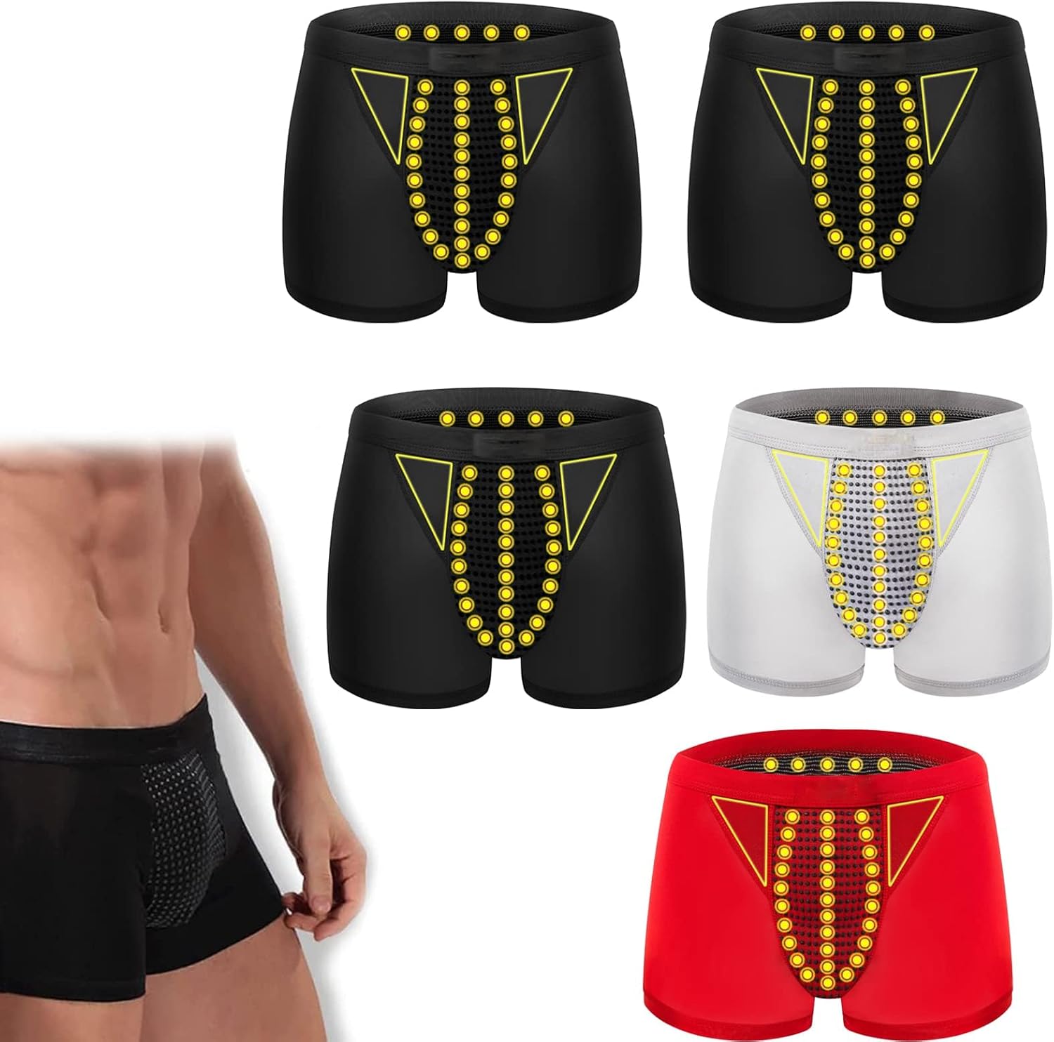 Prostate Magnetic Therapy Boxer Briefs, Tourmaline Prostate Therapy Magnetic Boxer Briefs for Men (5PCS-C,XL)