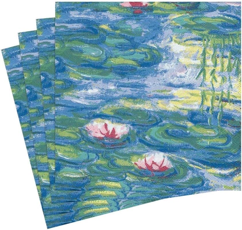 Caspari Nympheas Paper Luncheon Napkins, Four Packs of 20