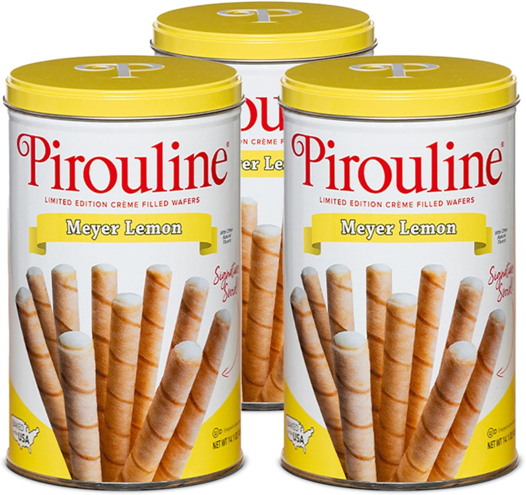 Pirouline Rolled Wafers – Lemon – Rolled Wafer Sticks, Crème Filled Wafers, Rolled Cookies for Coffee, Tea, Ice Cream, Snacks, Parties, Gifts, and More – 14.1oz 3pk
