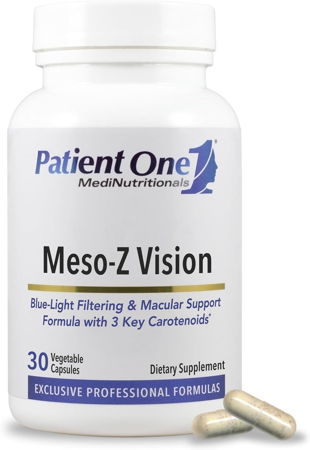 Patient One Meso-Z Vision | Supplement to Support Eye Health and Blue Light Filtering* | with Lutein, Zeaxanthin and Meso-Zeaxanthin | 30 Capsules