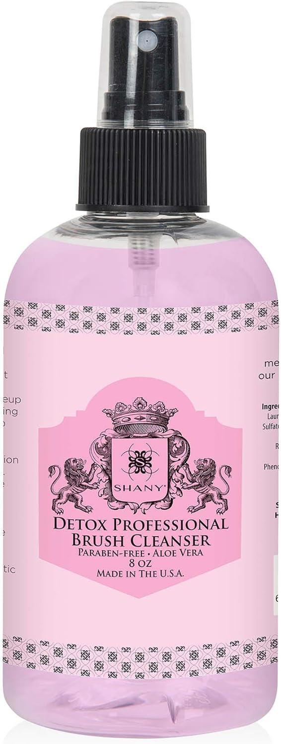 SHANY DETOX Professional Makeup Brush and Sponge Shampoo, Brush Cleanser, Removes dirt, Makeup from brushes and Sponges - Paraben Free, Vegan, Cruelty Free - Instant Dry - 8oz