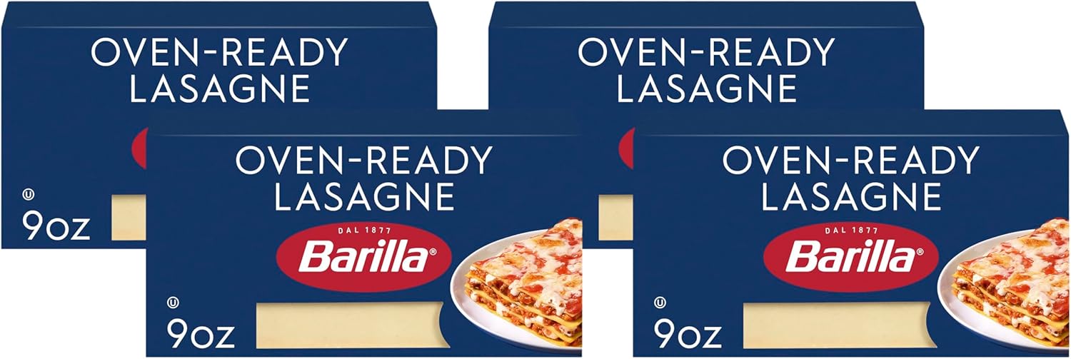 Barilla Oven-Ready Lasagne, 9 oz. Box - Pasta Made with Durum Wheat Semolina - Kosher Certified Pasta (Pack of 4)