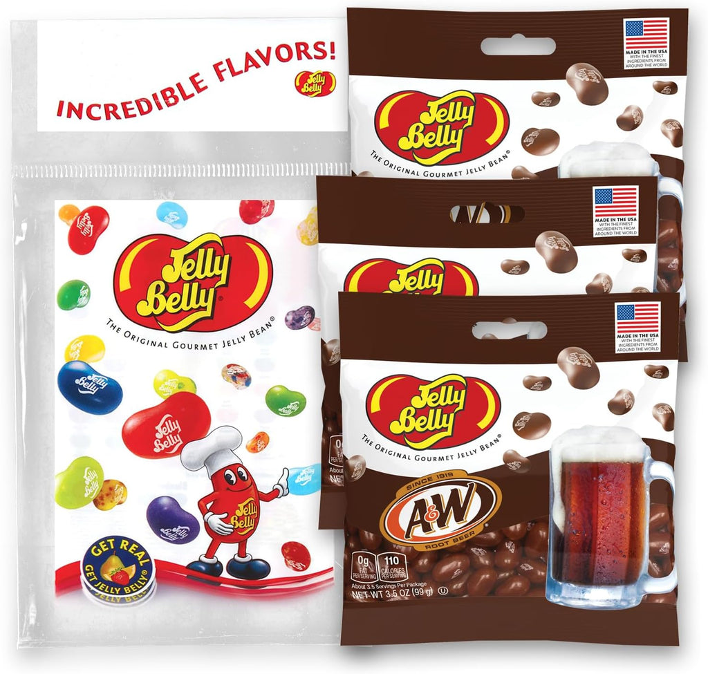 Jelly Belly Root Beer Jelly Beans, 3.5 oz Grab & Go Bags - Pack of 3 sold in Jelly Belly Bag
