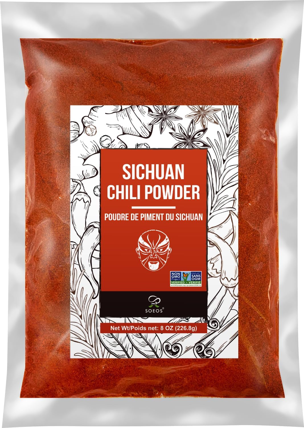 Soeos Red Chili Powder, 8oz (226g), Premium Sichuan Dried Chili, Non-GMO, No Additives, Natural Spicy Seasoning for Pizza, Pasta & Cooking