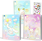 SANRIO Spiral Notebook Set - Bundle with 3 Journals Featuring Cinnamoroll, Pochacco, Kuromi Plus Stickers School Supplies for Girls, Kids