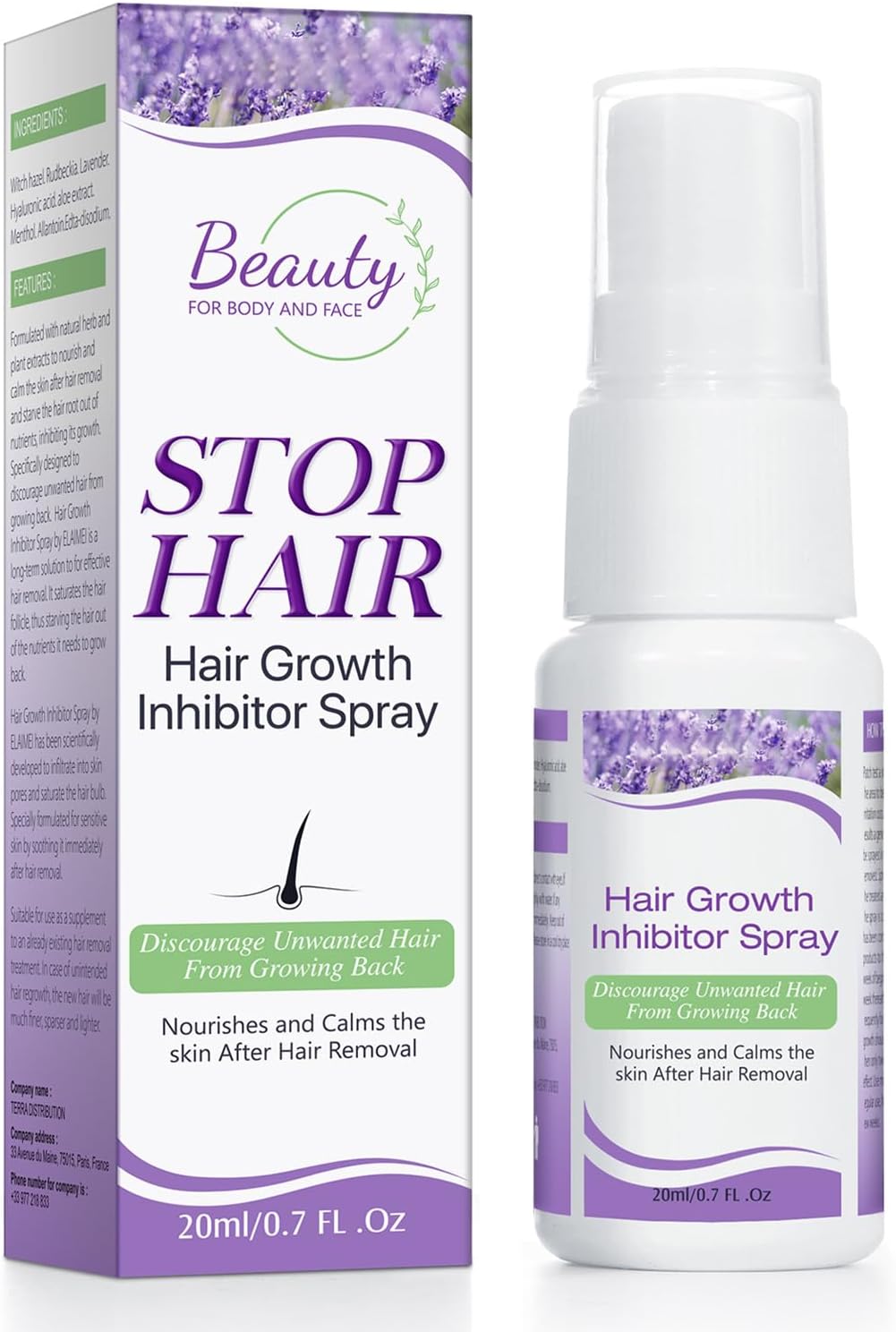 Hair Growth Inhibitor for Face, Hair Inhibitor Permanent Spray, Non-Irritating Hair Inhibitor, Permanent Hair Removal Spray for Body, Face, Underarm, Arm, Leg, Private Areas, Slows Regrowth (1)