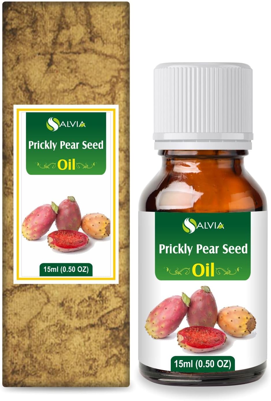 Salvia Prickly Pear Seed (Opuntia Ficus-Indica) Essential Oil 100% Pure, Undiluted and Organic - Natural, Premium Aromatherapy Oil - Therapeutic Grade - 15 ML with Dropper