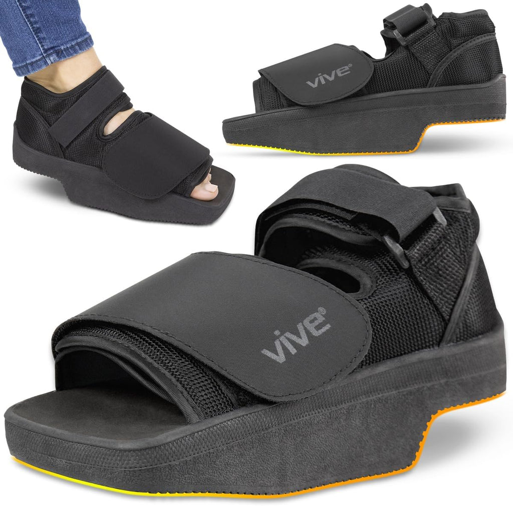 Vive Wedge Post-Op Shoe - Offloading Boot for Heel or Ankle Pain - Medical Foot Recovery for Bone or Soft Tissue Surgery, Fracture, Plantar Fasciitis, Ulcerations, Feet (Large)