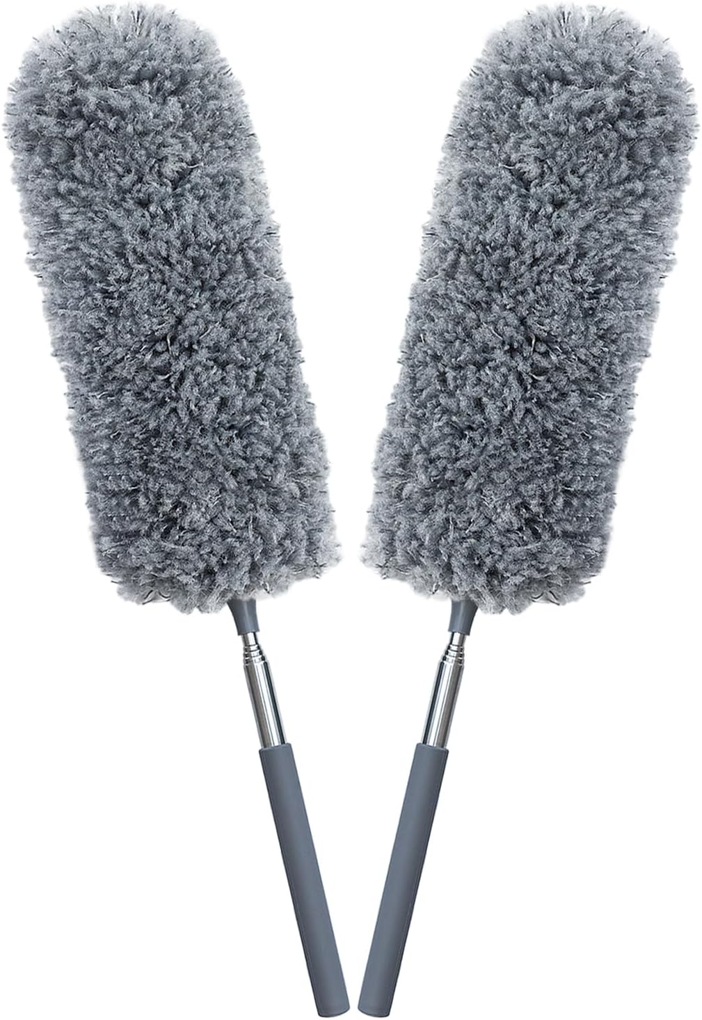 2 Pack Mini Microfiber Feather Duster for Cleaning, with Extendable Pole, Hand Washable Dusters, Cleaning Tools for Office, Car, Window, Furniture