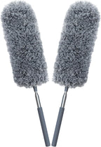 2 Pack Mini Microfiber Feather Duster for Cleaning, with Extendable Pole, Hand Washable Dusters, Cleaning Tools for Office, Car, Window, Furniture
