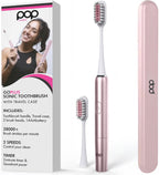 Pop Sonic Go Plus Travel Electric Toothbrush (Rose Gold) | 2 Speeds w/ 18000-24000 Vibrations Per Minute - The Ultimate Set | 8+ Colors to Choose from