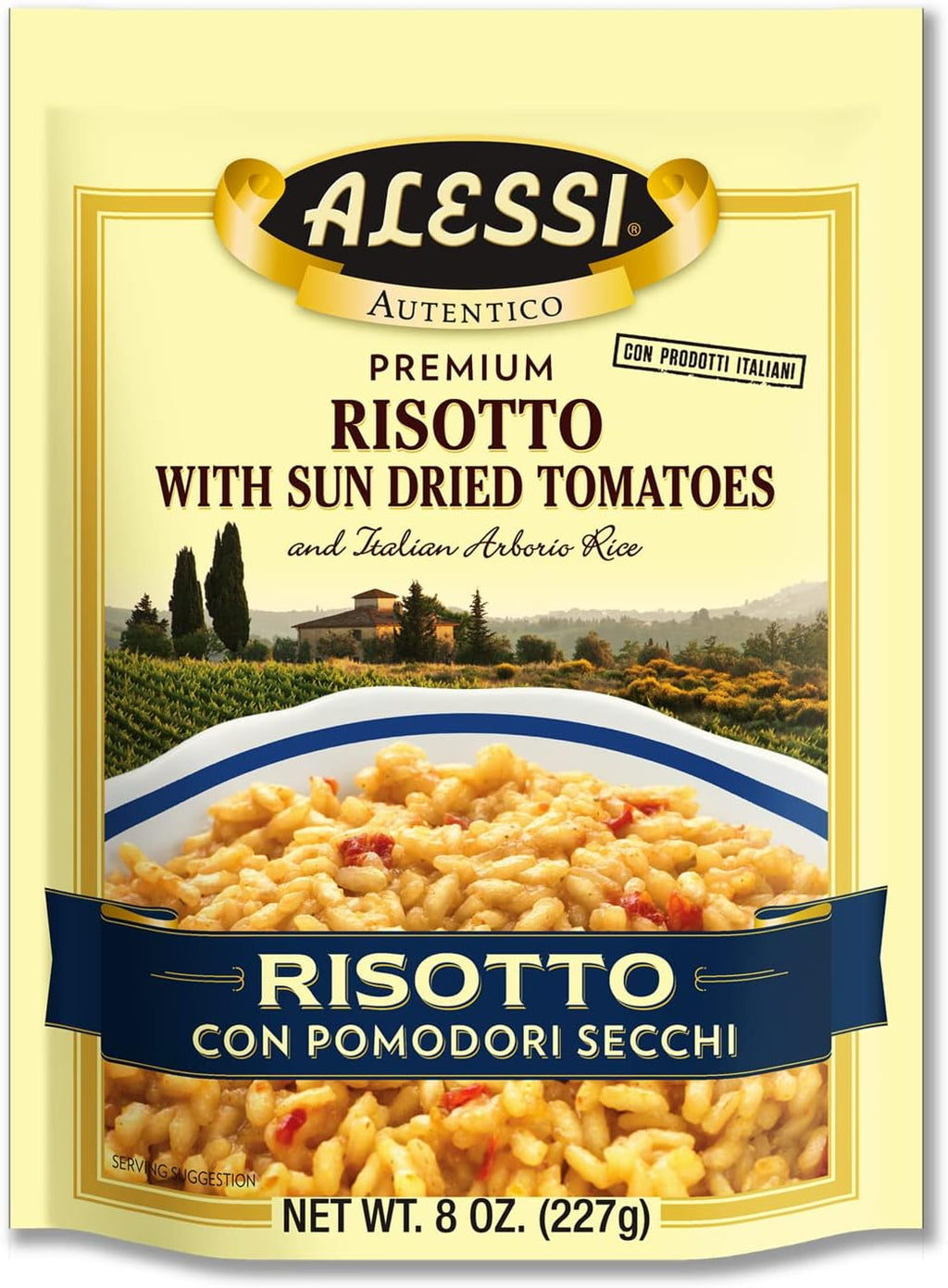 Alessi Autentico, Premium Seasoned Risotto, Italian Arborio Rice, Easy to Prepare, 8oz (Sun Dried Tomato, Pack of 6)