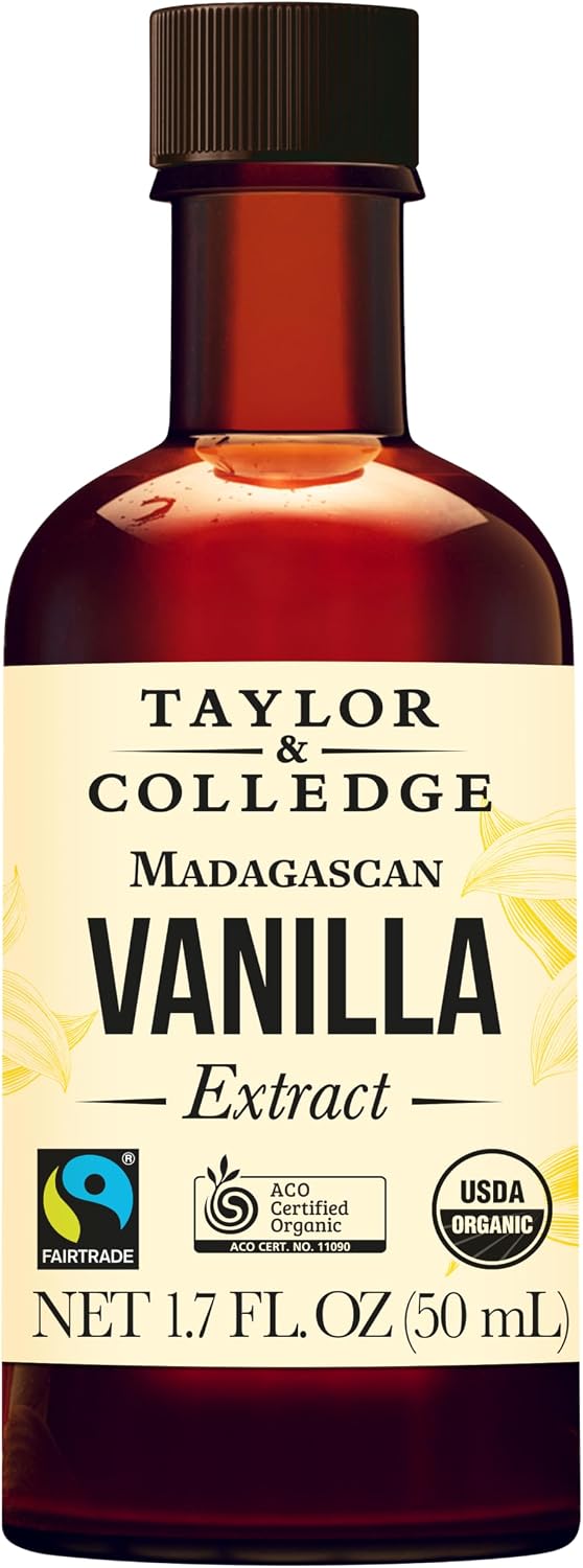 Taylor & Colledge Organic Madagascan Vanilla Extract, Fairtrade, ACO Certified Organic, Pure Vanilla Flavoring for Baking & Cooking, 1.7 fl oz (50ml)