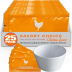 SAVORY CHOICE Reduced Sodium Chicken Broth Concentrate bundle with Bouillon Cup, 25 Packets (9.6g) - Gluten-Free, Diary-Free Broth Concentrate