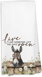 Donkey Kitchen Towels,Western Farmhouse Animal Hand Towels for Kitchen,Live Like Someone Left The Gate Open,Donkey Gifts