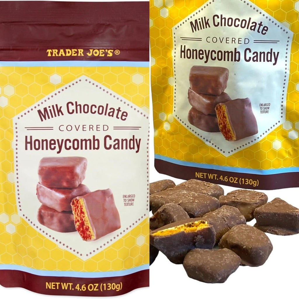 Trader Joe's Milk Chocolate Covered Honeycomb Candy – Full Size Treat, Pack of 2