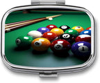 Pill Box Table Billiards 2 Compartment Medicine Pill Case Portable Metal Travel Medicine Box for Pocket Or Purse