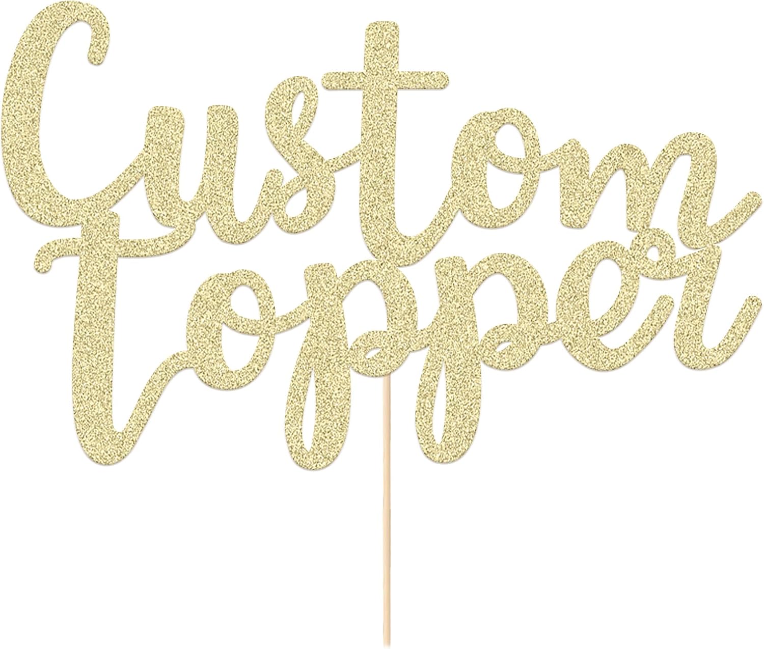 EDSG Custom Cake Topper, Personalized Double Sided Glitter Cake Topper with Any Text Numbers, 11 Colours for Birthday Wedding Anniversary Graduation Baby Shower (Champagne Gold)