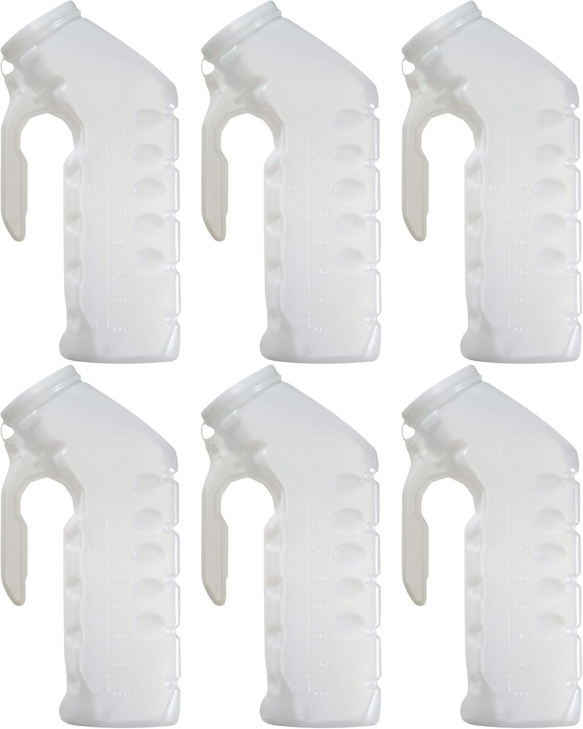 Male Urinal Splash Proof Lid - 32oz/1000ml - Pack of 6 - Portable Pee Bottles for Men, Portable Urinal for Car, Elderly & Incontinence
