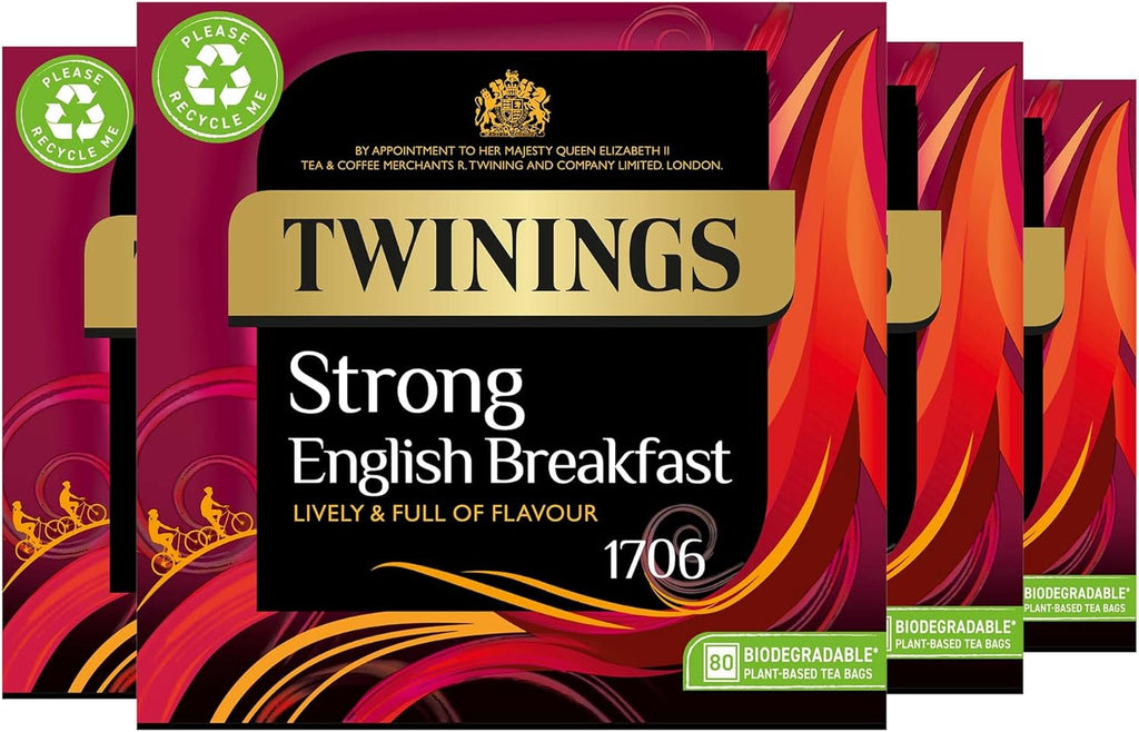 Twinings 1706 Strong Breakfast 80's (Pack of 4, Total 320 Tea Bags)