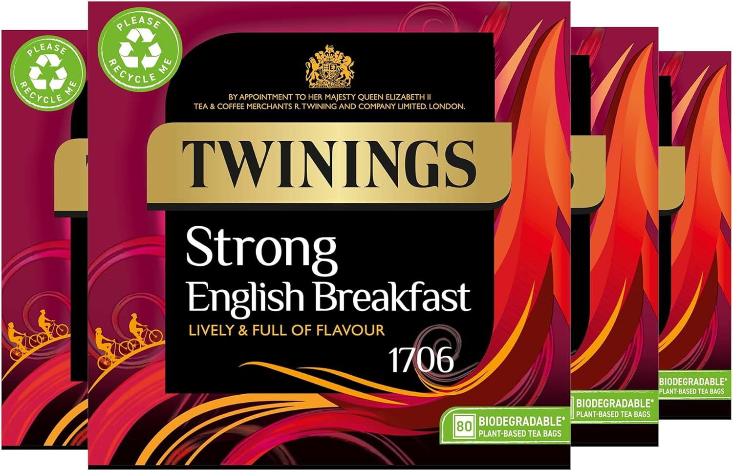 Twinings 1706 Strong Breakfast 80's (Pack of 4, Total 320 Tea Bags)