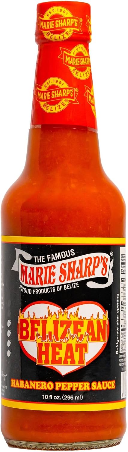 Marie Sharp’s Belizean Heat Habanero Pepper Sauce, 10 oz | Extra Hot Gourmet Hot Sauce from Belize | All-Natural, No Artificial Preservatives | Bold Flavor with Fiery Kick