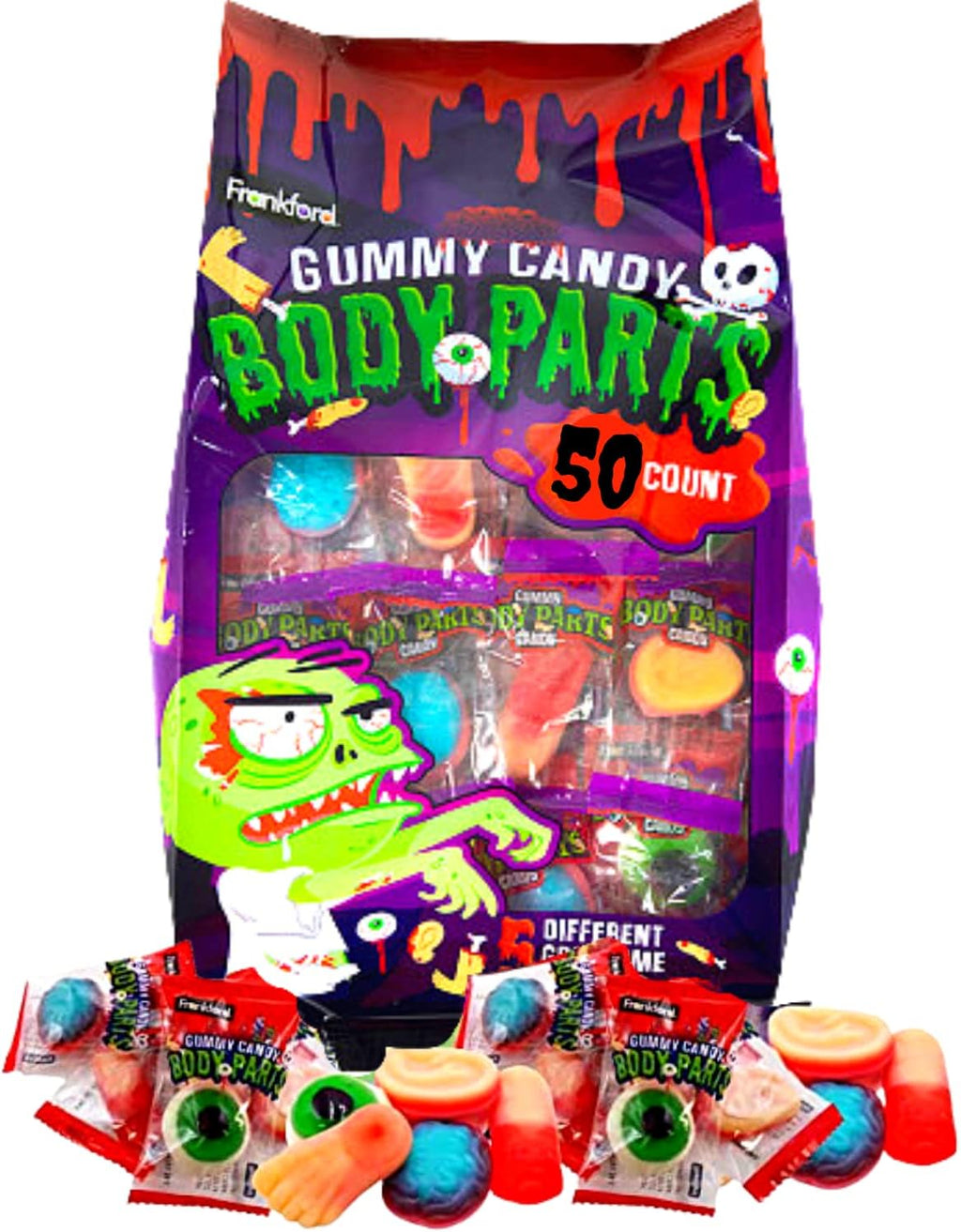 Frankford Halloween Gummy Candy Body Parts (50 Count)