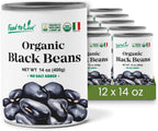 Food to Live Organic Canned Black Beans, 14 oz (Pack of 12) - Unsalted Non-GMO Frijoles Negro. Perfect for Salads, Soups, Stews. Vegan. Made in Italy