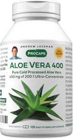 ANDREW LESSMAN Aloe Vera 400 mg - 120 Capsules - Provides 200:1 Ultra-Concentrate of Aloe Vera, Soothing Support for Stomach and Digestive System, No Additives, Small Easy to Swallow Capsules