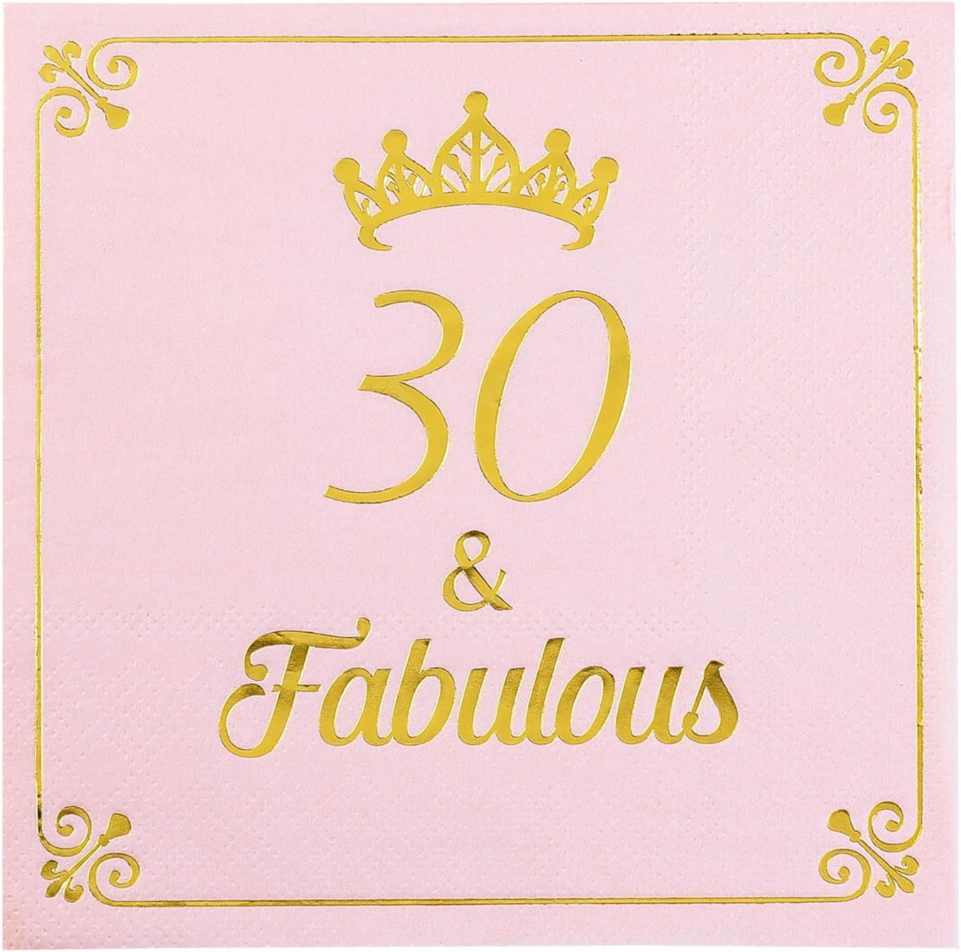 30th Birthday Cocktail Napkins for Women Her, 30th Birthday Party Decorations, Pink Beverage Napkins for Cake Dessert Table, 30th Birthday Party Supplies, 50 Pcs Disposable Napkins, 3-Ply