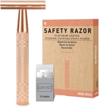 Matte Rose Gold Safety Razor, Single Blade Razors for Women, Reusable Metal Razor, with 10 Stainless Steel Double Edge Blades, Eco-friendly, Smooth & Close Shave, Plastic Free