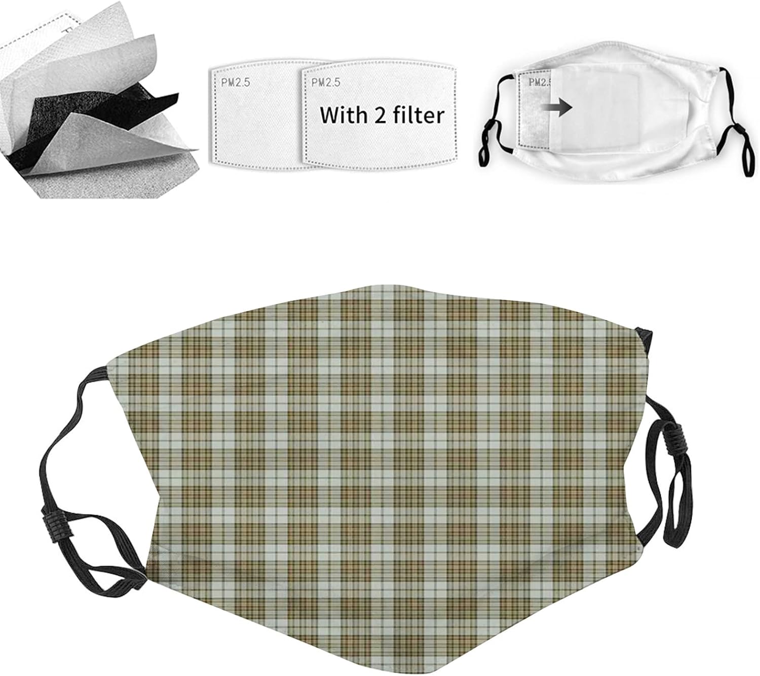 Cloth Face Mask Bandana With 2pcs Filters,Balaclava Adjustable Earloop Washable Reusable for women