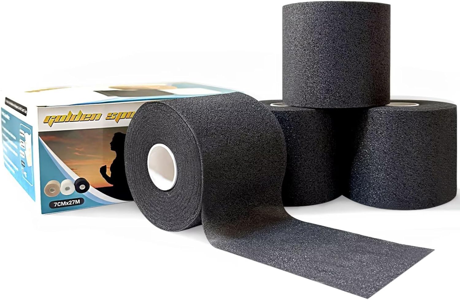 4 Pack Pre Wrap Athletic Tape, Black, 2.76 Inches x 29.5 Yards, Protect for Wrists Ankles and Knees, Athletic Foam Underwrap for Sports