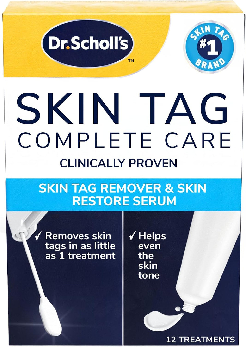 Dr. Scholl's Complete Care Skin Tag Remover Kit, 12 ct – Removes Skin Tags in As Little As 1 Treatment, FDA-Cleared & Clinically Proven, Permanent Results, Plus Serum