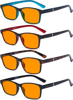 Eyekepper 4 Pack Blue Light Filter Glasses Classic Anti Screen Glare Computer Reading Glasses Orange Tinted +1.50