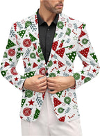 Men's Christmas Blazer Jacket One Button Sport Coat Christmas Party Holiday Jacket