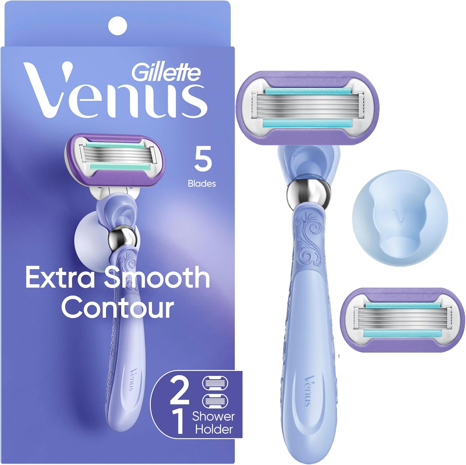Gillette Venus Deluxe Smooth Swirl Women's Razor Handle + 2 Blade Refills