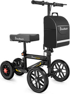 Deluxe Medical Scooter Double Handbrake, All Terrain Steerable Knee Scooter Crutch Alternative, for Adults Injured Ankle & Foot Recovery in Blacks