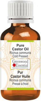 Greenwood Essential Castor Oil (Ricinus communis) | Cold Pressed | Natural | Undiluted | For Diluting Essential Oils | For Hair, Skin & Massage | Men & Women | 50ml (1.69 oz)