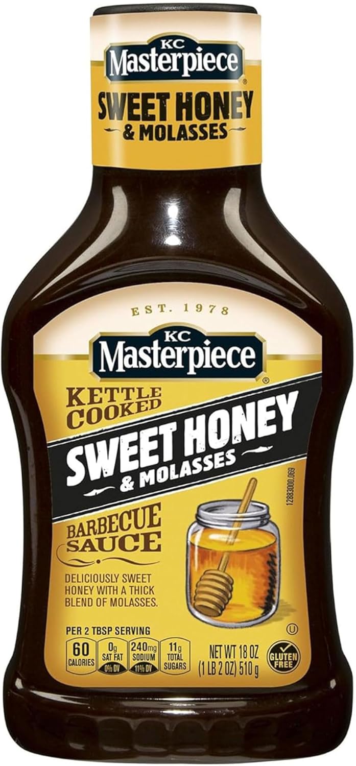 KC Masterpiece Sweet Honey & Molasses Barbecue Sauce (Pack of 2) 18 oz Bottles