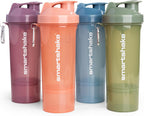 Smartshake Protein Shaker Bottle for Protein Mixes - 4 Pack - 13.5 oz | Shaker Cups for Protein Shakes | Blender Bottle Shaker | Protein Shaker Bottle Pack | BPA Free Shaker (SLIM - Multicolor)