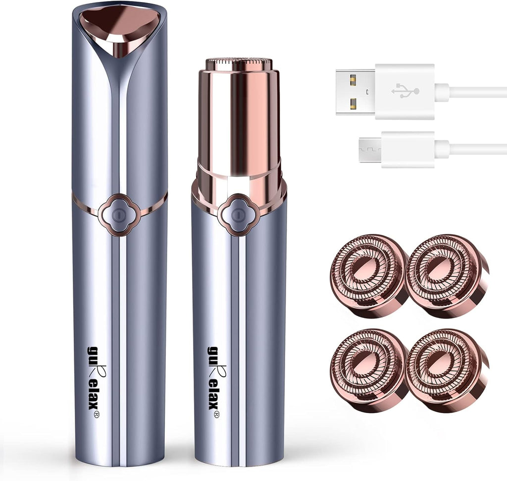 Facial Hair Removal for Women, GURELAX Hair Remover for Face, Painless Hair Removal Device, Face Shavers for Chin Upper Lip -Included 4 x Replacement Heads