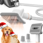 Afloia Dog Brush Vacuum Attachment - Pet Grooming Tool for Dogs & Cats (Vacuum Not Included), Compatible with 1-1.5" Round Port Vacuums (Dyson,Bissell,Eureka,Dirt Devil), with Extension Hose (White)