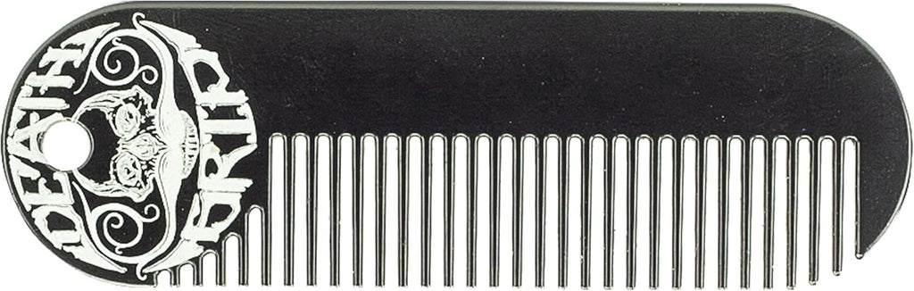 Mustache & Beard Comb Or Fine Tooth Moustache Pocket Metal Powder Coated Black Keychain Comb For Men - 3.25 x 1 Inches by Death Grip