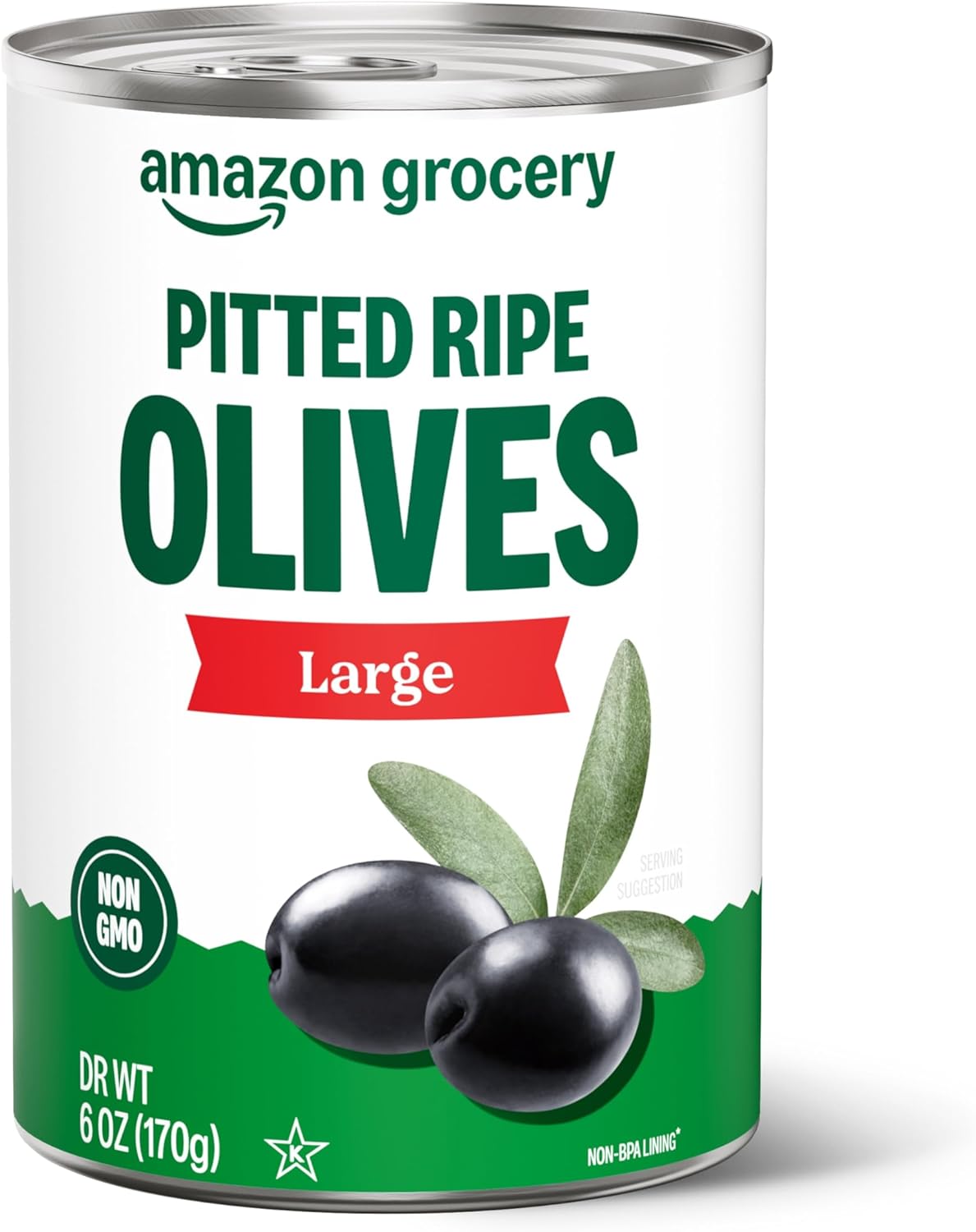 Amazon Grocery, Pitted Ripe Olives, Large, 6 Oz