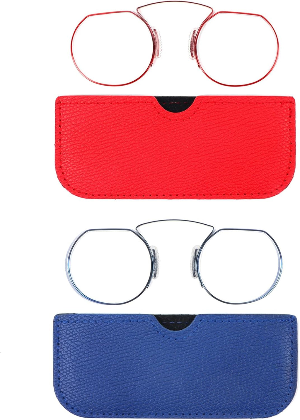 REAVEE 2 Pack Small Armless Reading Glasses for Men Women, Blue Light Blocking No Temple Compact Readers with Portable Case