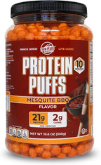 Twin Peaks Protein Puffs - (Mesquite Barbecue), Keto Friendly, Low Carb Snack (300g, 21g Protein, 2g Net Carbs, High Protein, Healthy Crunchy Snack)
