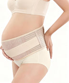 Maternity Belly Band, Pregnancy Support Belt with Adjustable Compression Wrap, Soft & Breathable Belly Bands for Pregnant Women and Pain Relief for Back, Pelvis (Beige)