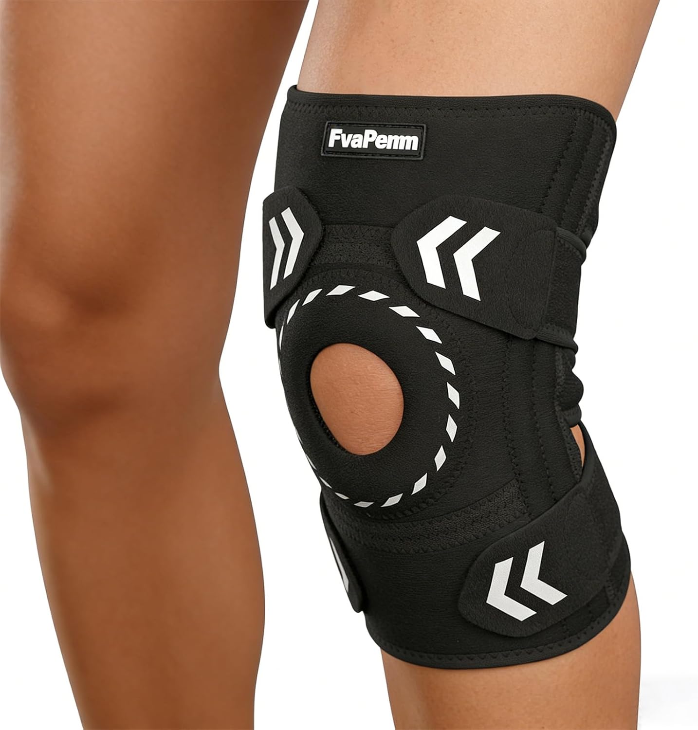 Knee Support Brace for Women Men-Knee Brace for Meniscus Tear-Adjustable Patella Knee Brace with Side Stabilizers-Arthritis Pain, Knee Pain, Injury Recovery, Sports, Running, Working Out, Black