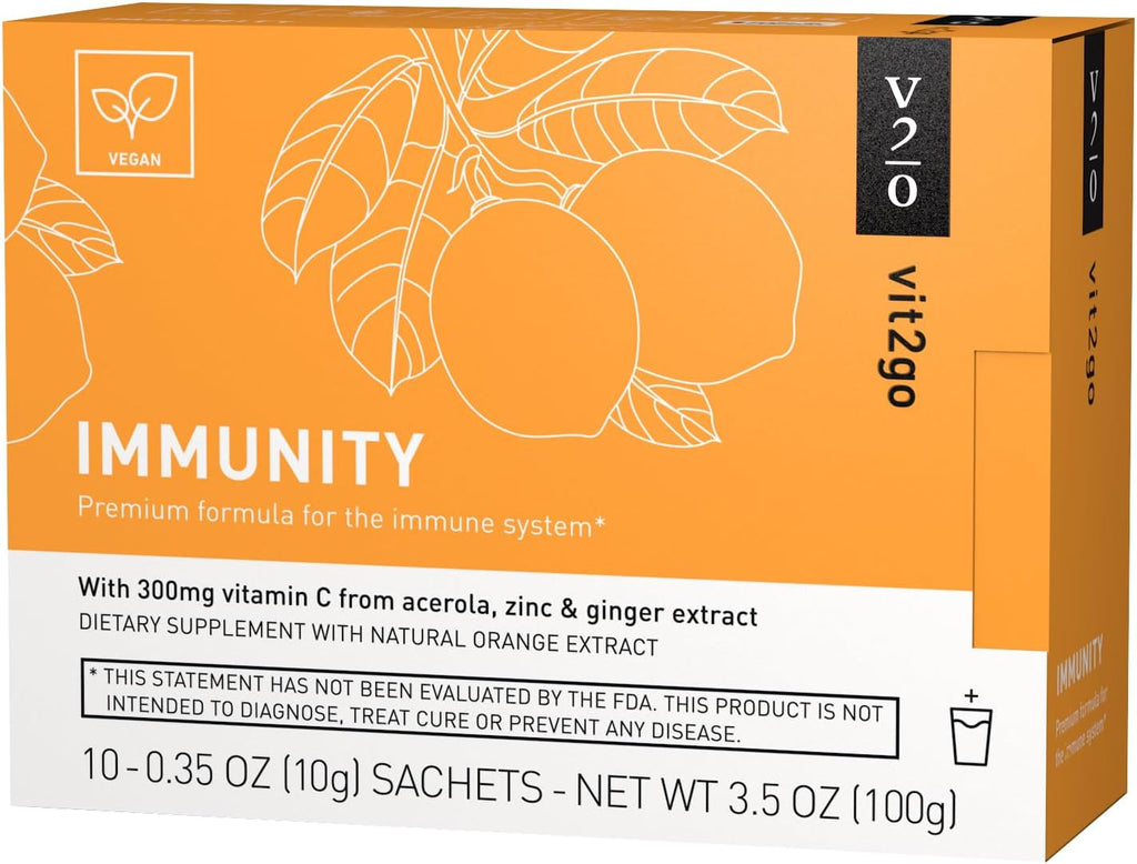 Immunity Booster Powder, Easy to Use Vegan Immune Booster with Vitamin D, A, B, C, & K, NRV Zinc, Plus Ginger Extract (10 Pack)